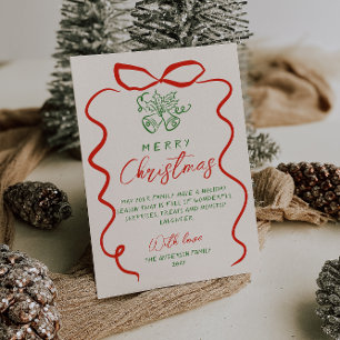 Retro Rot Grün Handgezeichnet Frohe Weihnachten