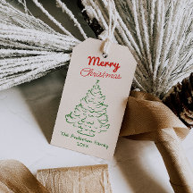 Retro-Rot Grün Handgezeichneter Weihnachtsbaum Vin