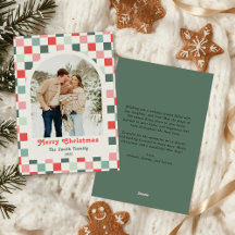 Retro Rot Grün Karo Foto Bogen Weihnachten