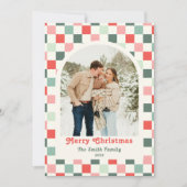 Retro Rot Grün Karo Foto Bogen Weihnachten (Vorderseite)