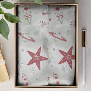 Retro Rot Grün Weltraum Weihnachten Decoupage Seidenpapier