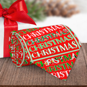 Retro-Rot-Grüne Weihnachtstypografie Krawatte