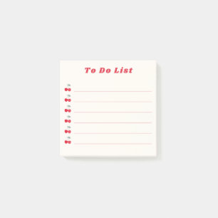 Retro-Rot-Kirsch-Punkt-To-Do-Liste Rot-Creme Post-it Klebezettel