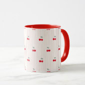 Retro-Rot-Kirschmuster-Herz-Glasur Tasse (VorderseiteRechts)