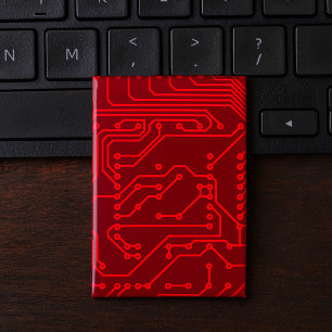 Retro-Rot-Leiterplatte-Tech-Muster Button