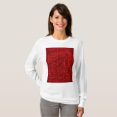 Retro-Rot-Leiterplatte-Tech-Muster T-Shirt (Vorne ganz)