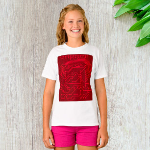 Retro-Rot-Leiterplatte-Tech-Muster T-Shirt