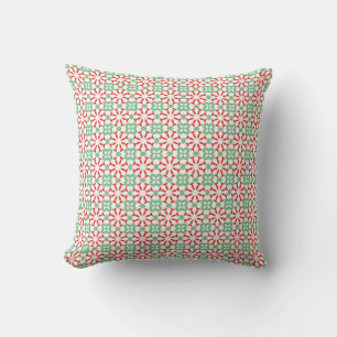 Retro-Rot Mintgrün Florales Geometrisches Muster Kissen