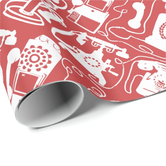 Retro Rot oder ein beliebiges Farbfernsehmuster Geschenkpapier (Rolleneckpunkt)