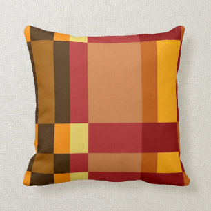 Retro Rot Orange Gelb Creme Gestreiftes Muster Kissen