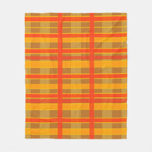 Retro-Rot-Orange-Karomuster Fleecedecke
