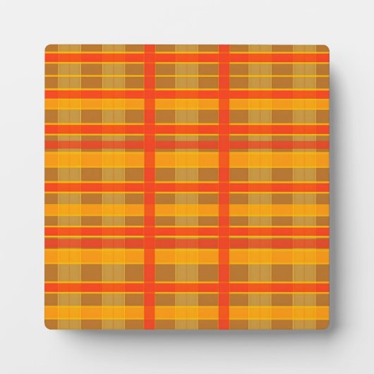 Retro-Rot-Orange-Karomuster Fotoplatte (Vorderseite)