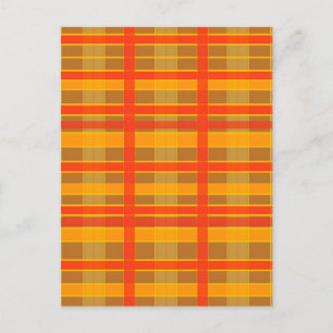 Retro-Rot-Orange-Karomuster Postkarte