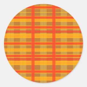 Retro-Rot-Orange-Karomuster Runder Aufkleber