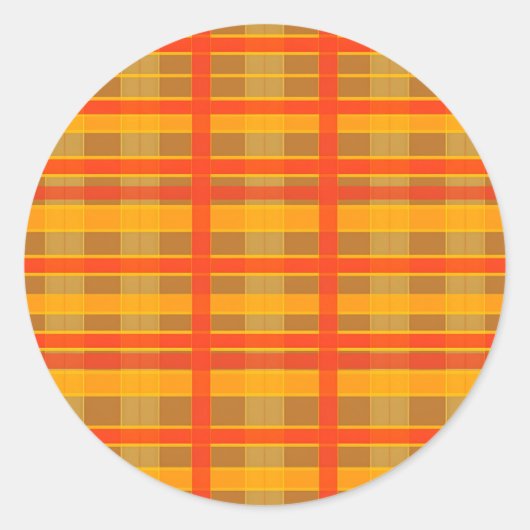 Retro-Rot-Orange-Karomuster Runder Aufkleber (Vorderseite)