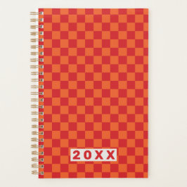 Retro-Rot-Orange-Schachbrett 2026 Planer