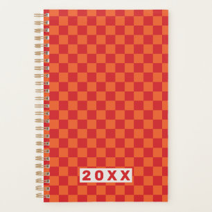 Retro-Rot-Orange-Schachbrett 2026 Planer