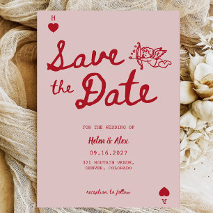 Retro Rot & Pink Vintage Bold Schrift Hochzeit Save The Date