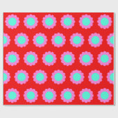 Retro-Rot-Pop-Floral-Muster Mod 60er Jahre Boho-St Geschenkpapier (Flach)