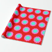 Retro-Rot-Pop-Floral-Muster Mod 60er Jahre Boho-St Geschenkpapier (Ungerollt)