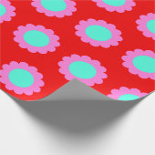 Retro-Rot-Pop-Floral-Muster Mod 60er Jahre Boho-St Geschenkpapier (Ecke)