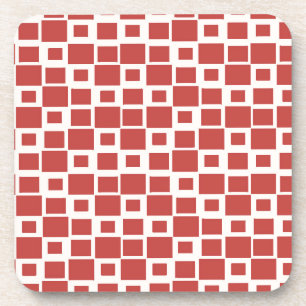 Retro-Rot-Quadrate-Muster Getränkeuntersetzer