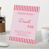 Retro Rot & Rosa Streifen Dessert Bar Bachelorette Sockelschild (In SItu)