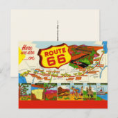 Retro-Rot Route 66 Postkarte (Vorne/Hinten)