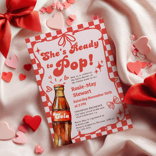 Retro-Rot-Schachbrett-Muster: Cola-Baby-Shower "Re Einladung