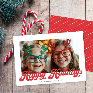 Retro-Rot-Schrift-Weihnachtsgrüße Ein Foto Feiertagskarte