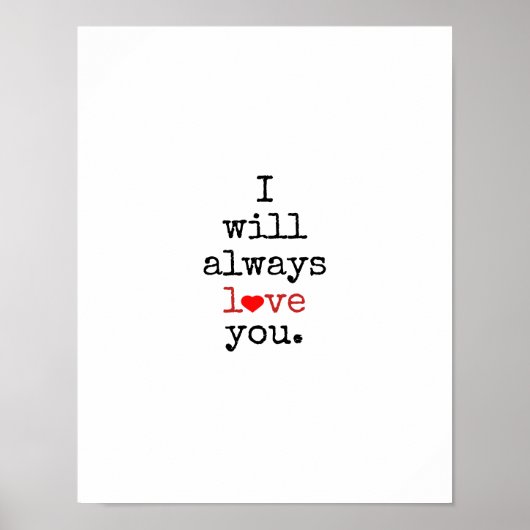 Retro Rot/Schwarz Ich werde immer LIEBE, die Sie z Poster (Vorne)