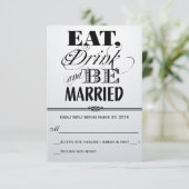 Retro Rot-Schwarz-Weiß-Essen Drink Verheiratete UA RSVP Karte (Stehend Vorderseite)