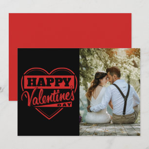 Retro-Rot-Schwarzes Frohes Valentinstag-Foto Feiertagskarte