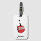 Retro Rot Skilift Gondelbahn Personalisiert Gepäckanhänger (Vorderseite Vertikal)