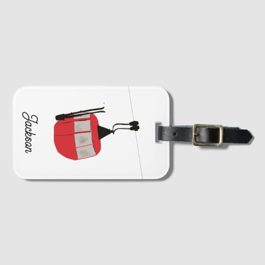 Retro Rot Skilift Gondelbahn Personalisiert Gepäckanhänger (Vorderseite (Horizontal))