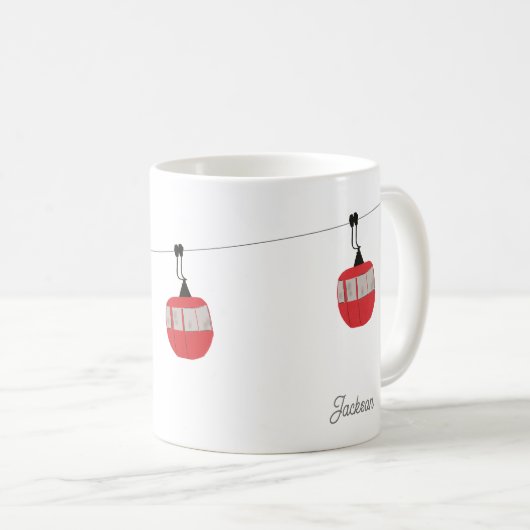 Retro Rot Skilift Gondelbahn Personalisiert Kaffeetasse (VorderseiteRechts)