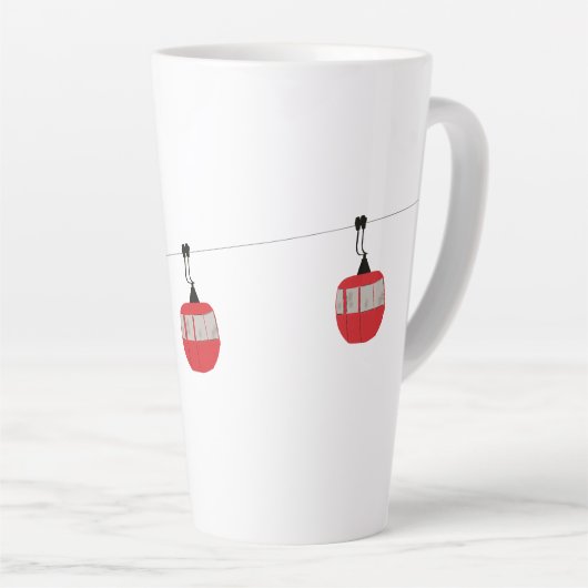 Retro Rot Skilift Gondelbahn Personalisiert Milchtasse (Rechte Ecke)