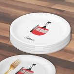 Retro Rot Skilift Gondelbahn Personalisiert Pappteller<br><div class="desc">Minimalistisches rotes Skiliftdesign für Skifahrer und Skifahrer. Eine Rote Skilifte ist das perfekte personalisierte Weihnachtsgeschenk für ihn oder sie. Winterschnee Weihnachten Skiläufer Geschenke. Roter Skilift Gondelbahn Teller</div>