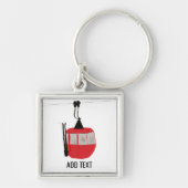 Retro Rot Skilift Gondelbahn Personalisiert Schlüsselanhänger (Vorne)