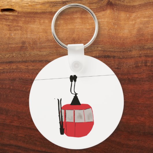 Retro Rot Skilift Gondelbahn Personalisiert Schlüsselanhänger (Vorderseite)