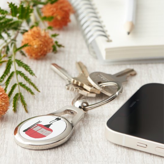 Retro Rot Skilift Gondelbahn Personalisiert Schlüsselanhänger (Seite)