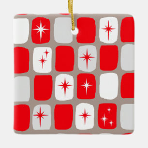 Retro-Rot-Sternen-Christbaumschmuck Keramikornament