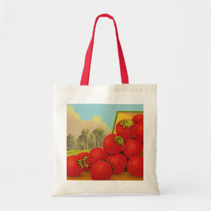 Retro-Rot-Strohbeer-Farmkiste-Kunst-Tragetasche Tragetasche