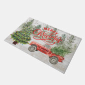 Retro Rot Tuck rustikaler Wintername Xmas Baum Fußmatte (Schrägansicht)