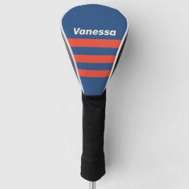 Retro Rot- und Blau-Streifendesign mit Namen Golf Headcover