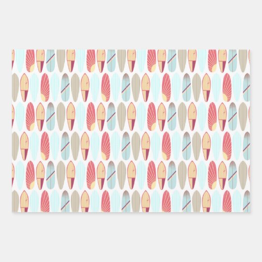 Retro Rot und Blau Surfboard Muster Geschenkpapier Set (Vorderseite 2)