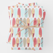 Retro Rot und Blau Surfboard Muster Geschenkpapier Set (Beispiel)