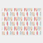 Retro Rot und Blau Surfboard Muster Geschenkpapier Set (Vorderseite)