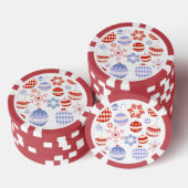Retro Rot und Blau Weihnachtsschmuck Pokerchips (Stapel)