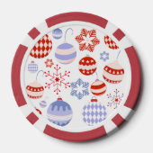 Retro Rot und Blau Weihnachtsschmuck Pokerchips (Rückseite)